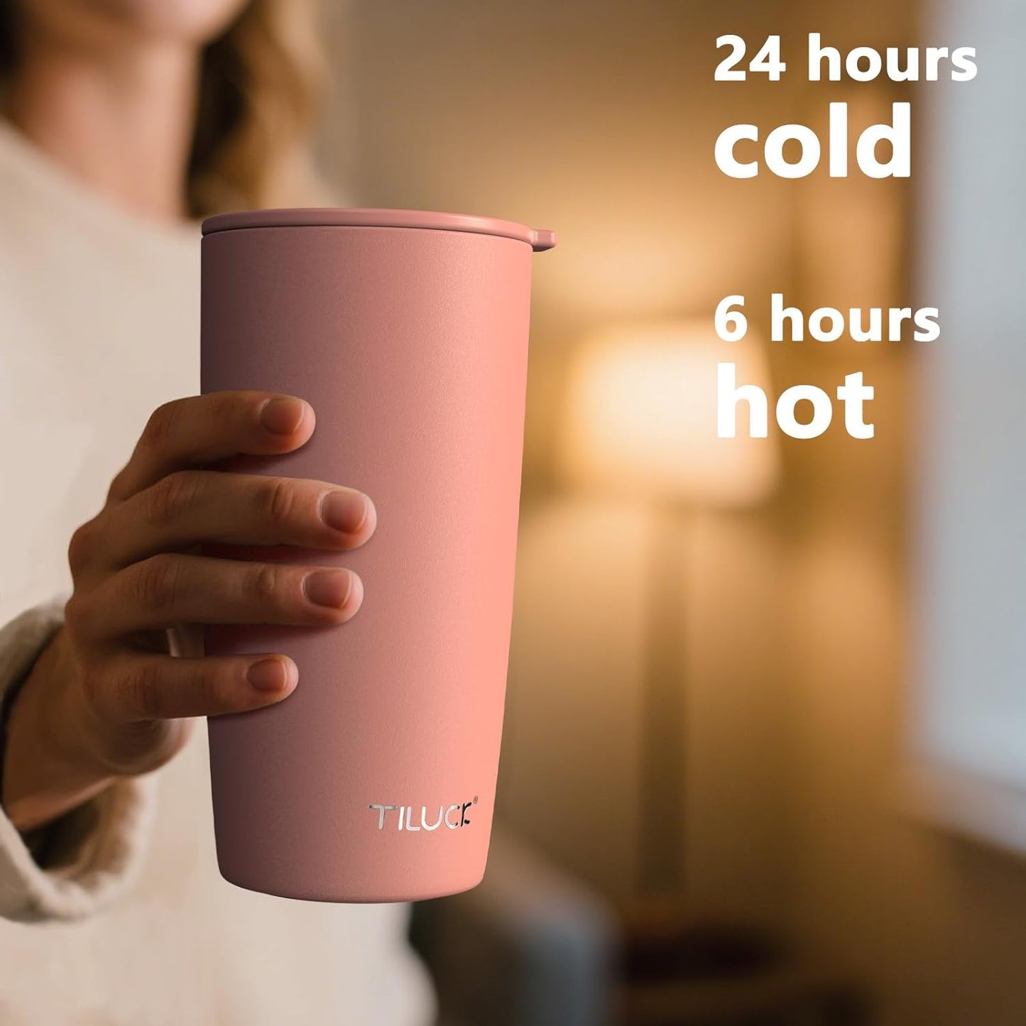 TILUCK 20 oz Insulated Tumbler with BPA-Free Lid, Stainless Steel Vacuum Travel Coffee Mug, Double Wall Coffee Tumbler（20oz，Matte DarkBlue）