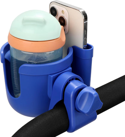 Accmor Stroller Cup Holder with Phone Holder, Bike Cup Holder, Universal Cup Holder for Uppababy Nuna Doona Strollers, 2-in-1 Cup Holder for Walker, Wheelchair, Scooter - Colors B