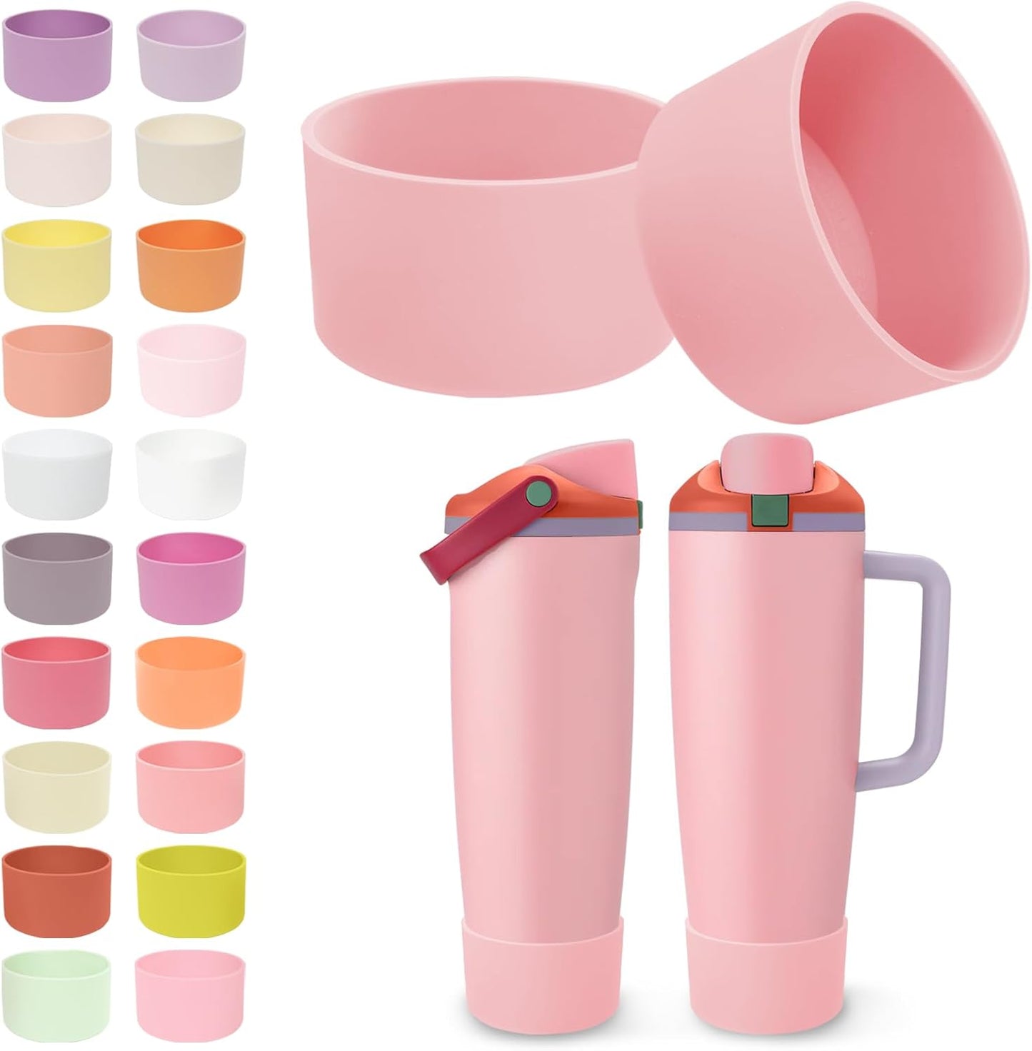 2PCS Silicone Boots for Owala 30oz & 40oz FreeSip Sway Bottles & Tumblers – Non-Slip, Scratch-Resistant, Stability Enhancer for Owala Accessories (Eucalyptus Green) - Colors B