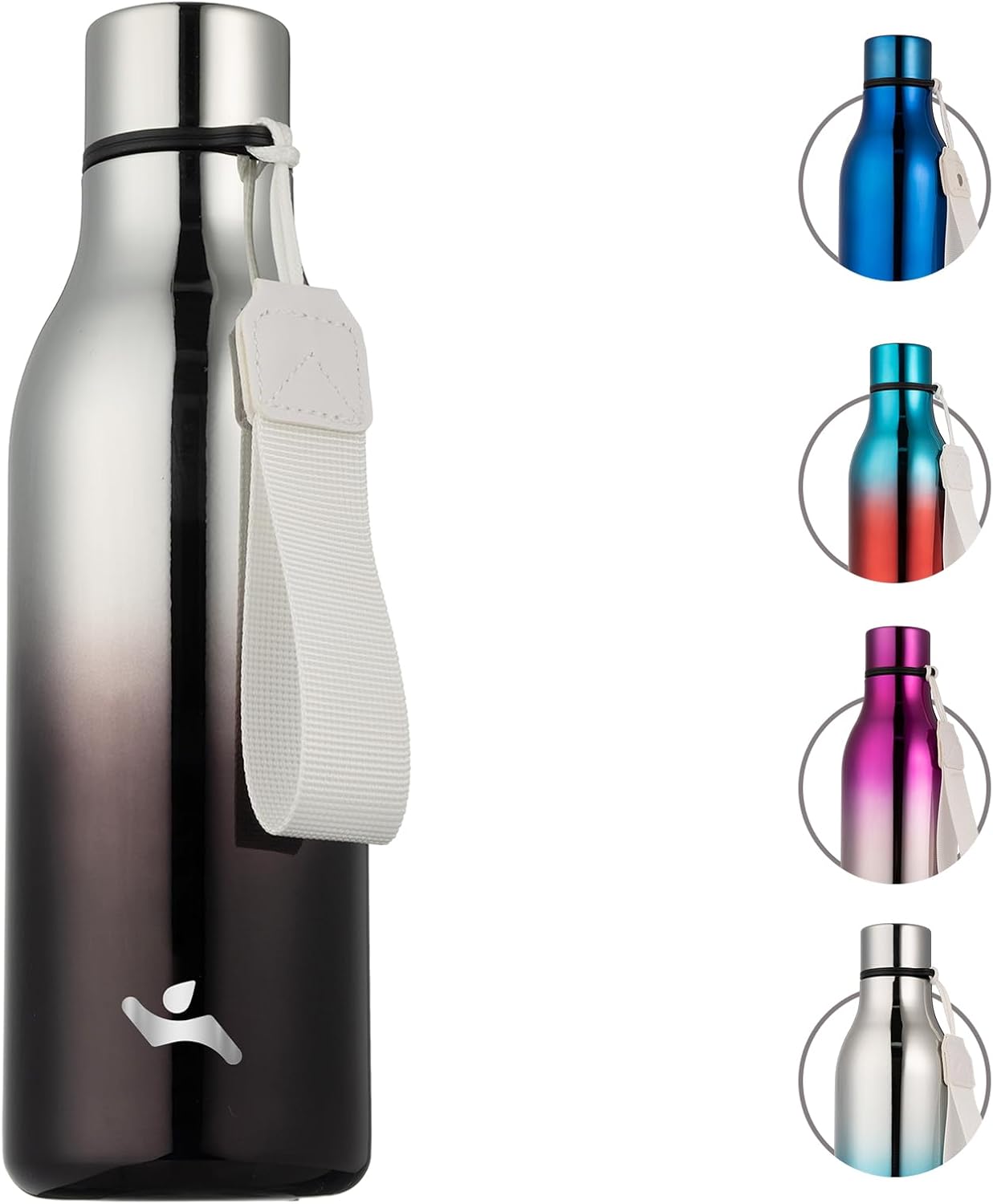 Konokyo Insulated Water Bottle with Strap,18 oz Double Wall Stainless Steel Vacuum Bottles Metal Water Flask,Macaron Green - Colors B