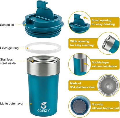 17oz Double Wall Stainless Steel Vacuum Insulated Travel Mug, Spill-Proof & Leak-Proof Coffee Mug, BPA-Free Reusable Coffee Cup for Hot & Cold Drinks, Black (Black)