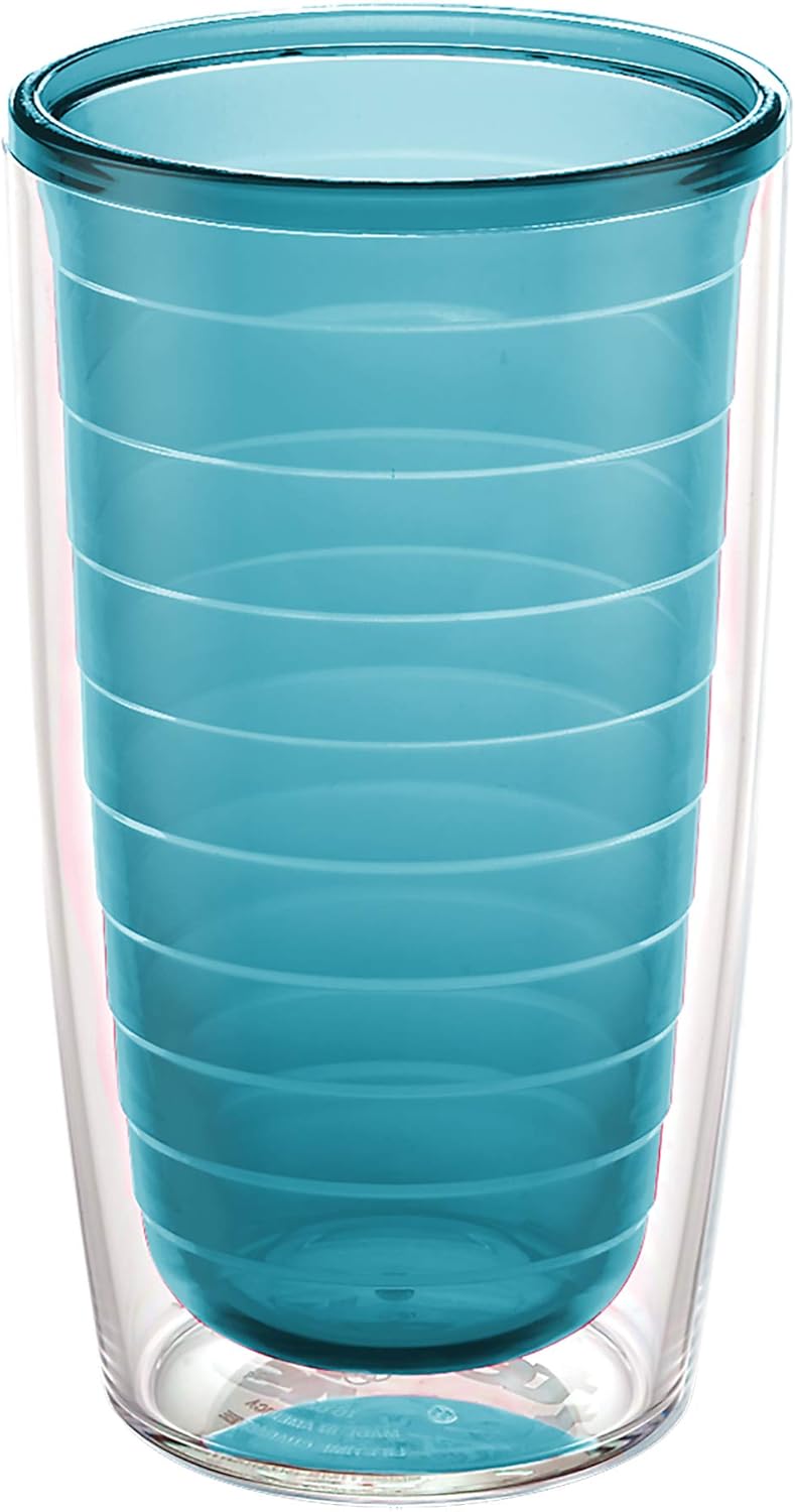 Tervis Clear & Colorful Tabletop Made in USA Double Walled Insulated Tumbler Travel Cup Keeps Drinks Cold & Hot, 16oz Mug, Clear