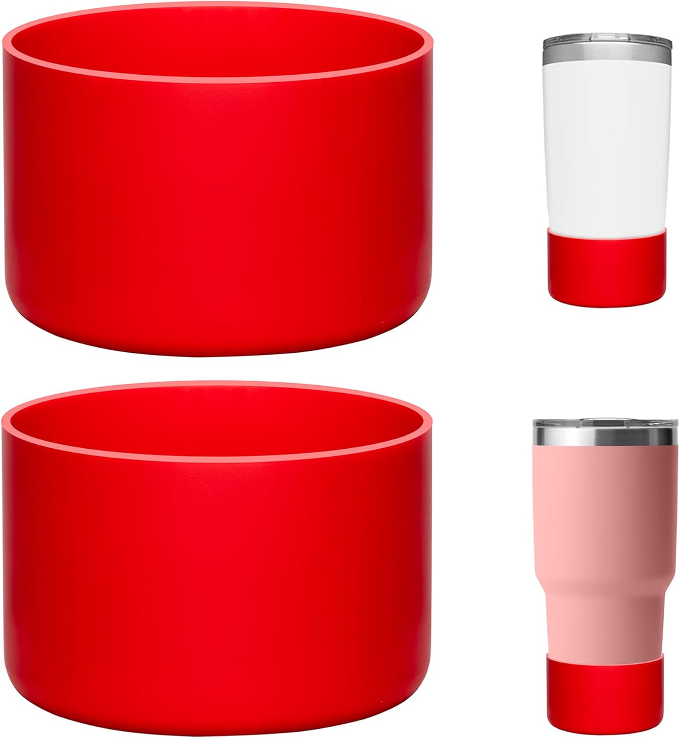 2 Pack Silicone Boot Protectors | Compatible with YETI Rambler 20/30oz, 10oz Tumbler, 20/30oz Travel Mugs | Universal Fit for 2.75-2.85" Base | BPA-Free | Dishwasher Safe (Canyon Red)