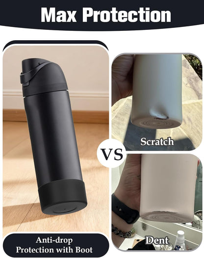 Mity rain 2PCS Silicone Boot for Owala Water Bottle 24 oz 32 oz, Anti-Slip Protective Sleeve Bottom Bumper Protector for FreeSip Stainless Steel Water Bottles Accessories