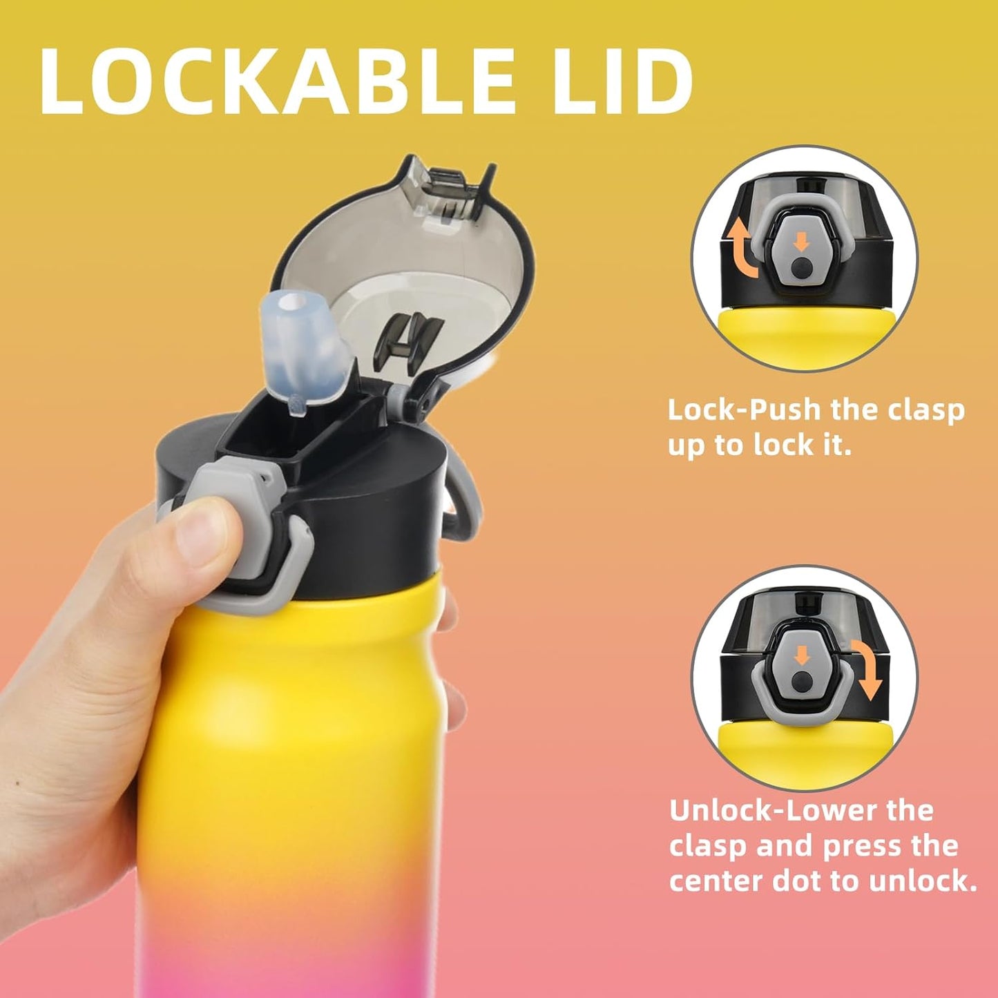 Konokyo 18 oz Insulated Water Bottle with Straw Lid, Stainless Steel Vacuum Sports Water Bottle, Leak-Proof Reusable Metal Flask with Carry Loop, BPA-Free Travel Bottle for Gym, School, Office