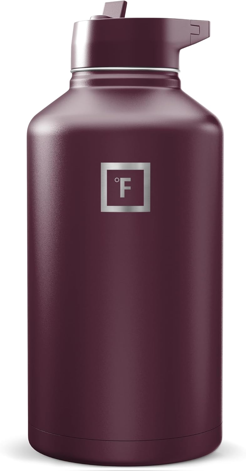 IRON °FLASK Camping & Hiking Hydration Flask with Straw, Wide Mouth Insulated Stainless Steel Sports Water Bottle - 40 oz Midnight Black
