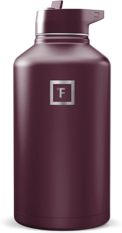 IRON °FLASK Camping & Hiking Hydration Flask with Straw, Wide Mouth Insulated Stainless Steel Sports Water Bottle - 40 oz Midnight Black