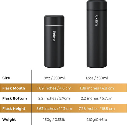 【Upgraded】Exllena Small Insulated Water Bottle 12 oz/350ml– Mini Insulated Water Bottle for Hot & Cold Drinks, Perfect Small Water Bottle for Travel, Purse...(Greyish Blue)