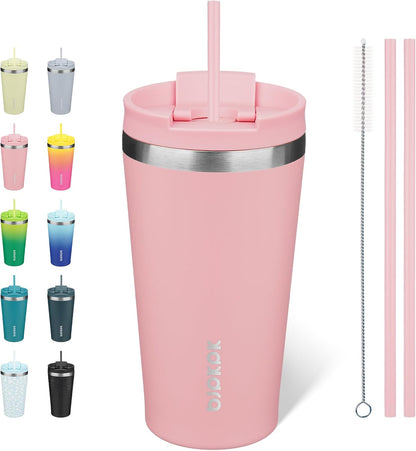 BJPKPK 22oz Insulated Tumbler With lid And Straw Stainless Steel Tumblers Travel Coffee Mug Reusable Thermal Cup,Sky