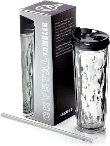 Cupture Crystal Click & Seal Shake Tumbler Cup for Hot or Cold Drinks - 22 oz (Black Diamond)