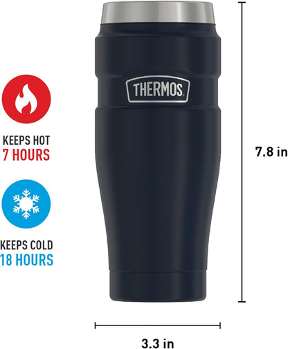 THERMOS Stainless King Vacuum-Insulated Stainless Steel Tumbler - 16oz, Midnight Blue - Insulated Coffee Tumbler for Hot & Cold Drinks - Leak-Proof & Sweat-Proof for Commuting & Traveling