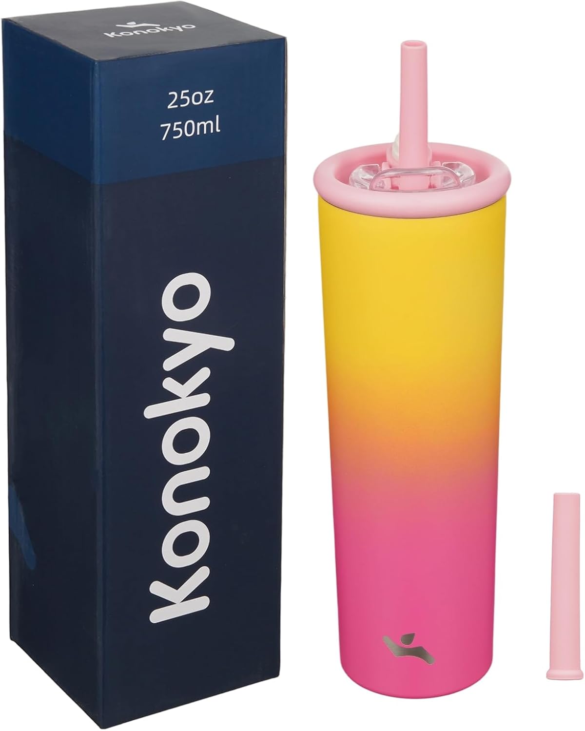 Konokyo 25oz Insulated Tumbler with Lid and Straw, Reusable Iced Coffee Cup with Lid, Travel Coffee Mug, BPA-Free, Leak-Proof and Durable, Oasis