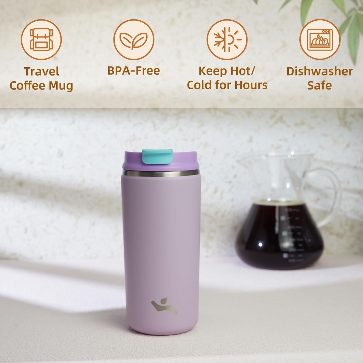 Konokyo Tumbler with Lid, 16 oz Travel Coffee Mug Double Wall Vacuum Stainless Steel Thermal Metal Cup Insulated Water Bottle,Navy Blue
