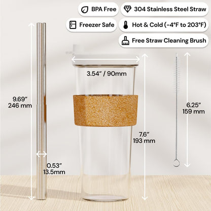 Dodoko Sage Green 24 oz Reusable Boba Cup and Straw Bubble Tea Cup with Wide Lid and Straw