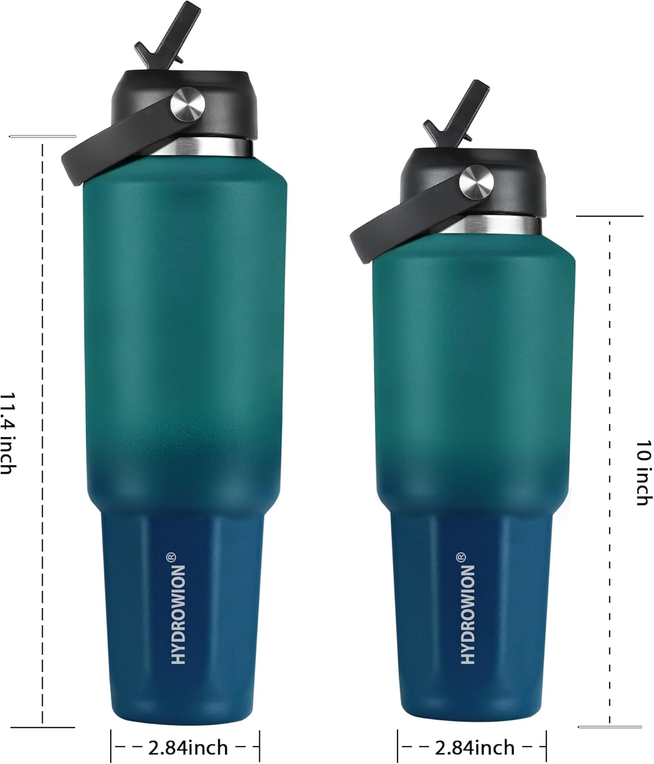 HYDROWION 32oz Stainless Steel Water Bottle(Cold for 48 Hrs, Hot for 24 Hrs),Double Wall Vacuum Insulated Water Bottle with Straw Lid, Spout Lid and Flex Cap, Fit in Any Car Cup Holder,Black