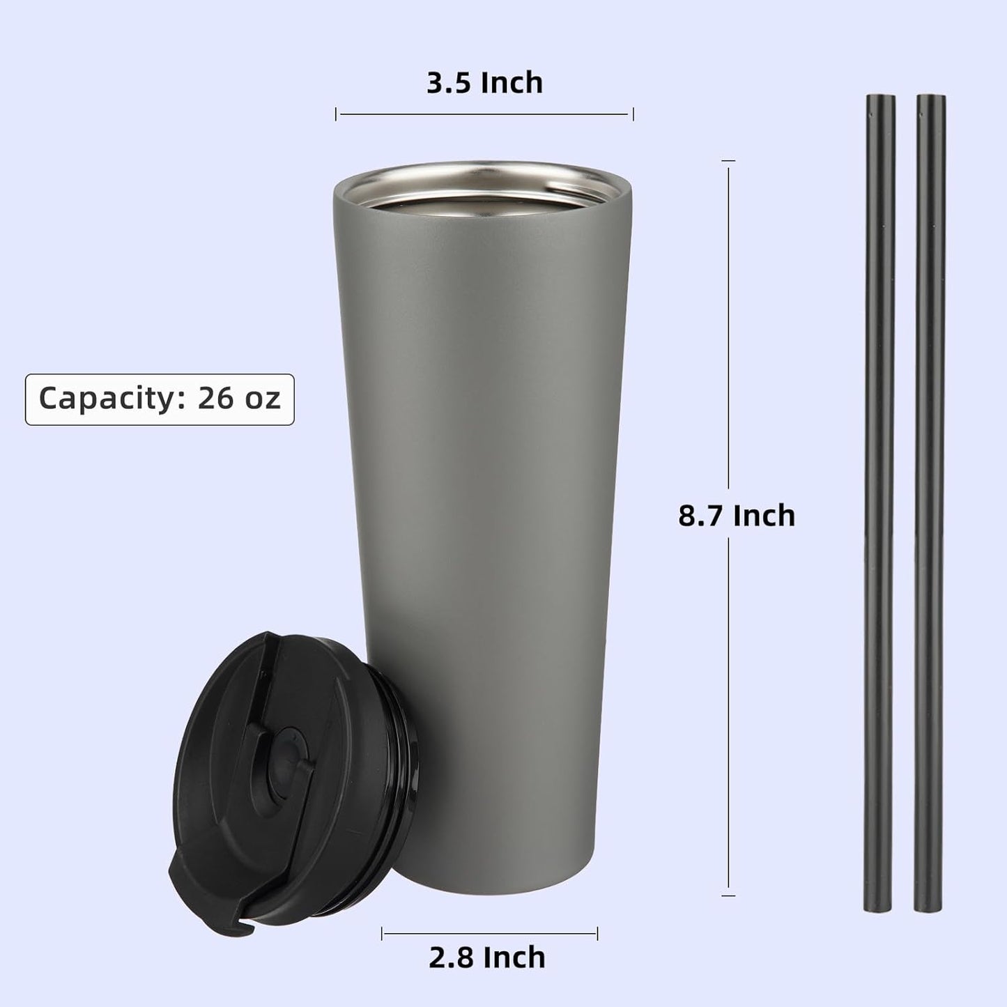 Konokyo 30 OZ Insulated Tumbler with Lid and 2 Straws Stainless Steel Water Bottle Vacuum Travel Mug Coffee Cup,Pastel Sunset