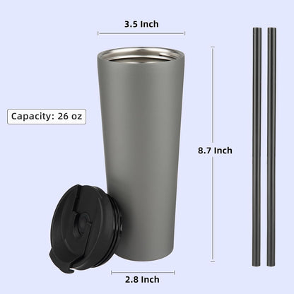 Konokyo 30 OZ Insulated Tumbler with Lid and 2 Straws Stainless Steel Water Bottle Vacuum Travel Mug Coffee Cup,Pastel Sunset
