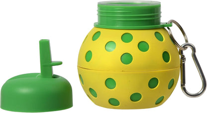 Windy City Novelties Collapsible Pickleball Silicone Water Bottle – 16 oz Portable Sports Bottle with Clip for Pickleball Players