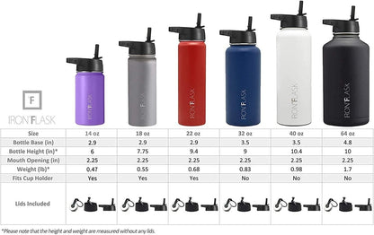 IRON °FLASK Camping & Hiking Hydration Flask with Straw, Wide Mouth Insulated Stainless Steel Sports Water Bottle - 22 oz Aurora