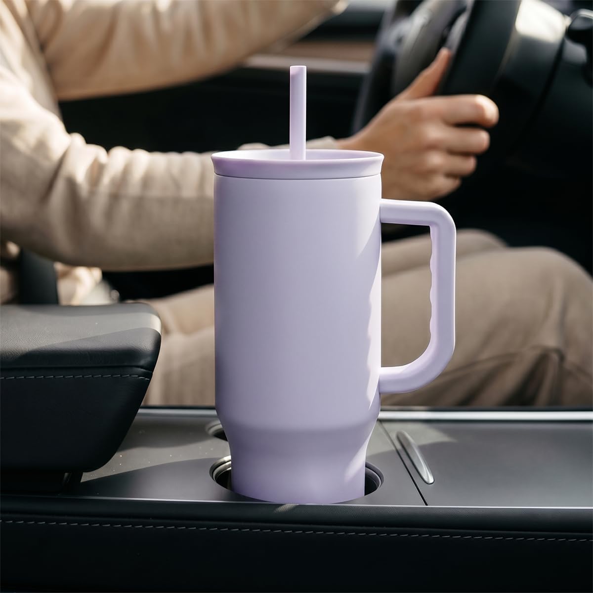 Floral Tumbler with Handle 40oz, Stainless Steel Insulated Tumblers Coffee Travel Mug Cup with Straw, Flower Coffee Cup Gifts for Women Girls, Gift for Her on Christmas Birthday Mothers Day