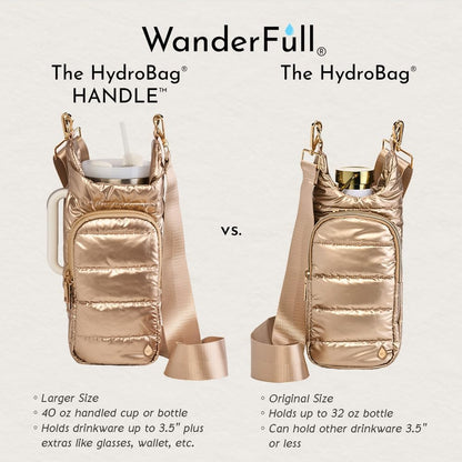 WanderFull Original HydroBag Handle® Zipper Slot for Handle, Hands-Free Crossbody Water Bottle Holder & Tumbler Accessories