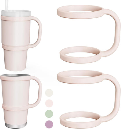 NiHome Tumbler Handles Compatible with 20oz Stanley Quencher 20oz YETI Rambler Tumblers, Silicone Tumbler Handles for Home Travel Outdoors Daily Use, BPA-Free and Dishwasher Safe (Cream)