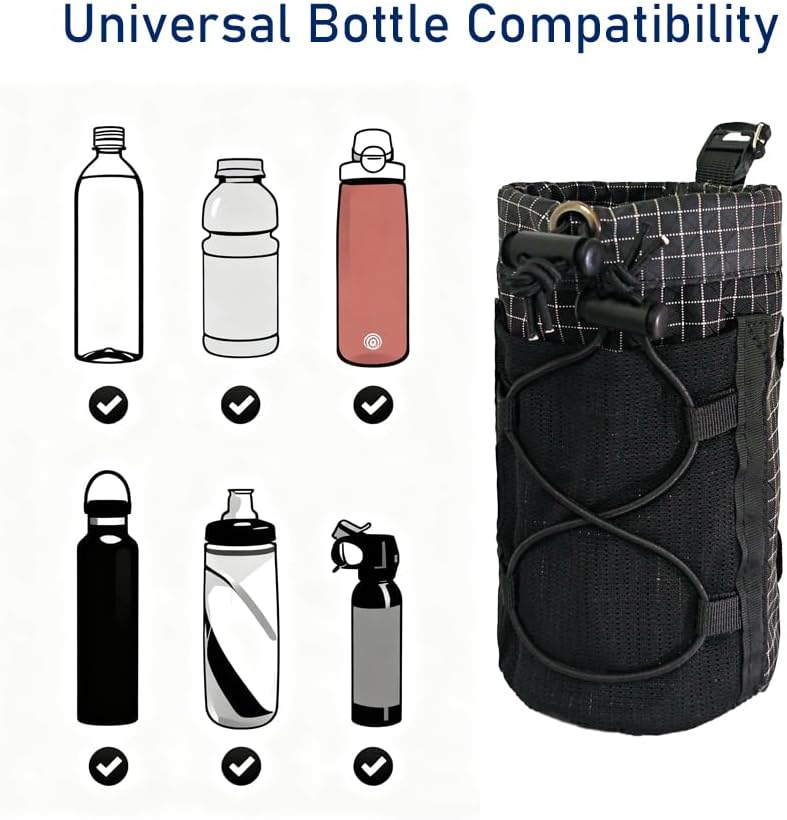 Cactus-24 Ultralight Water Bottle Pouch for Backpack - Fits 8-24oz, Hands-Free Hydration Pack for Camping & Hiking