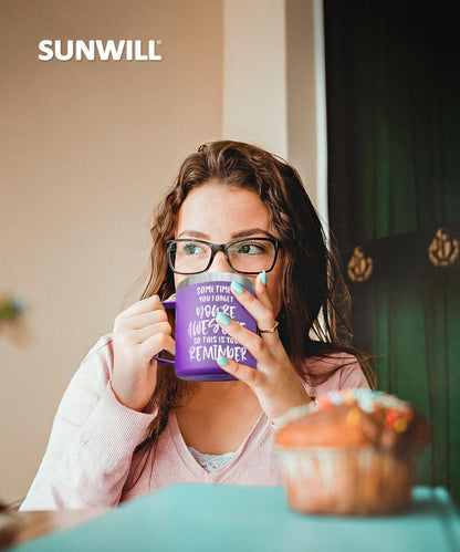 SUNWILL Travel Coffee Mug with Lid, Insulated Tumbler with Handle, 14 oz Stainless Steel Cup for Ice, Water, Tea, Rose Gold