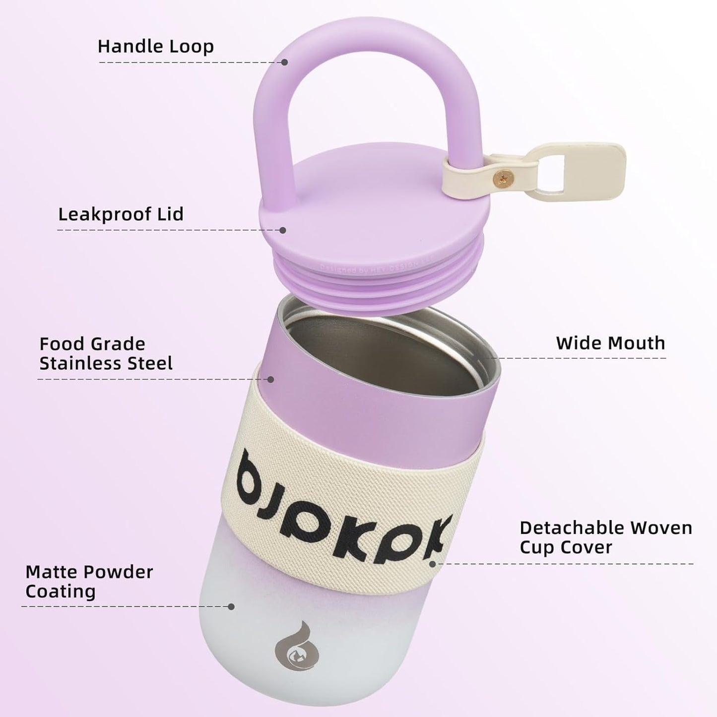 BJPKPK 13oz Insulated Stainless Steel Loop Tumbler With Lid And Handle Travel Coffee Mug Thermal Cup,Latte