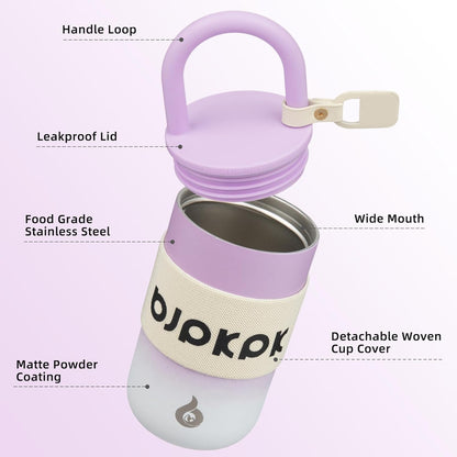 BJPKPK 13oz Insulated Stainless Steel Loop Tumbler With Lid And Handle Travel Coffee Mug Thermal Cup,Latte