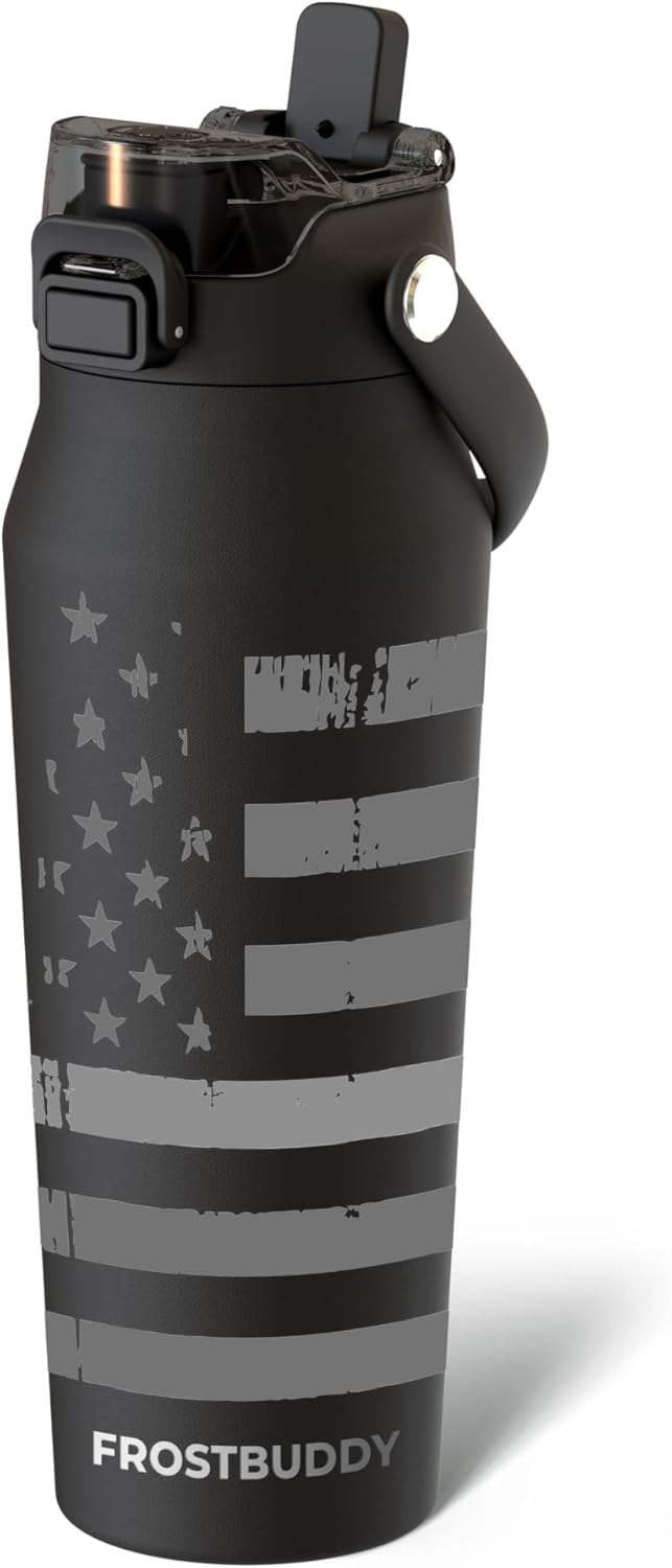 Frost Buddy 24oz Insulated Water Bottle with Straw & Chug Lid | Leak-Proof Stainless Steel | 24-Hours Cold | Sweat-Proof, Cup Holder Friendly | Ideal for Gym, Travel, Sports & Everyday Hydration - Colors A