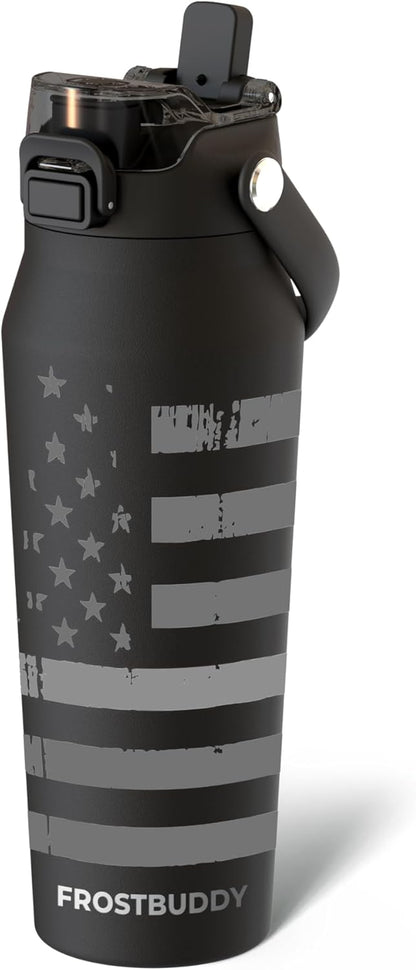 Frost Buddy 24oz Insulated Water Bottle with Straw & Chug Lid | Leak-Proof Stainless Steel | 24-Hours Cold | Sweat-Proof, Cup Holder Friendly | Ideal for Gym, Travel, Sports & Everyday Hydration - Colors A