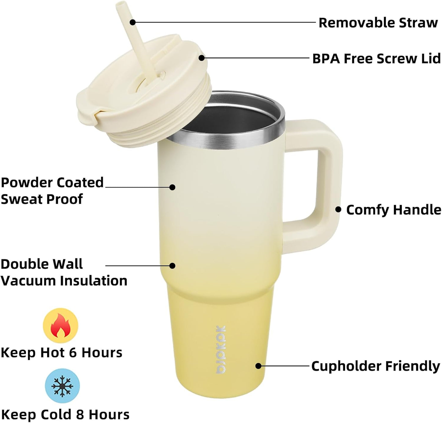 BJPKPK 30oz Stainless Steel Insulated Tumbler With Handle And Lid Straw Travel Coffee Mug Thermal Cup,Black