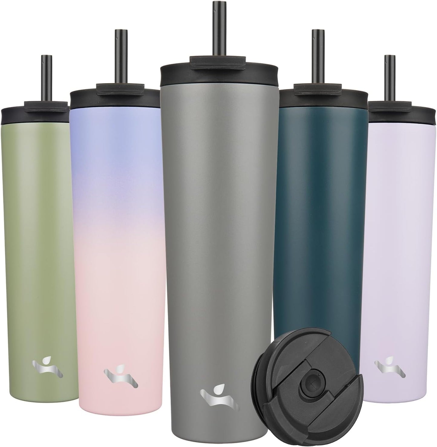 Konokyo 30 OZ Insulated Tumbler with Lid and 2 Straws Stainless Steel Water Bottle Vacuum Travel Mug Coffee Cup,Pastel Sunset