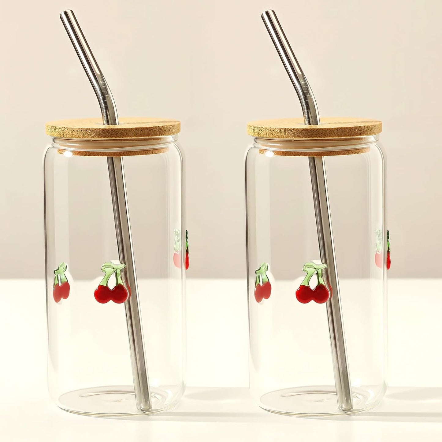 Honeydak 2 Pcs Icon Juice Glass Tumbler with Lid & Straw - 18 oz Cloud and Sun Icon Can Shape Glass Cups Coffee Juice Beer Soda Drinking Cup for Summer Halloween Christmas Party Supplies Gift