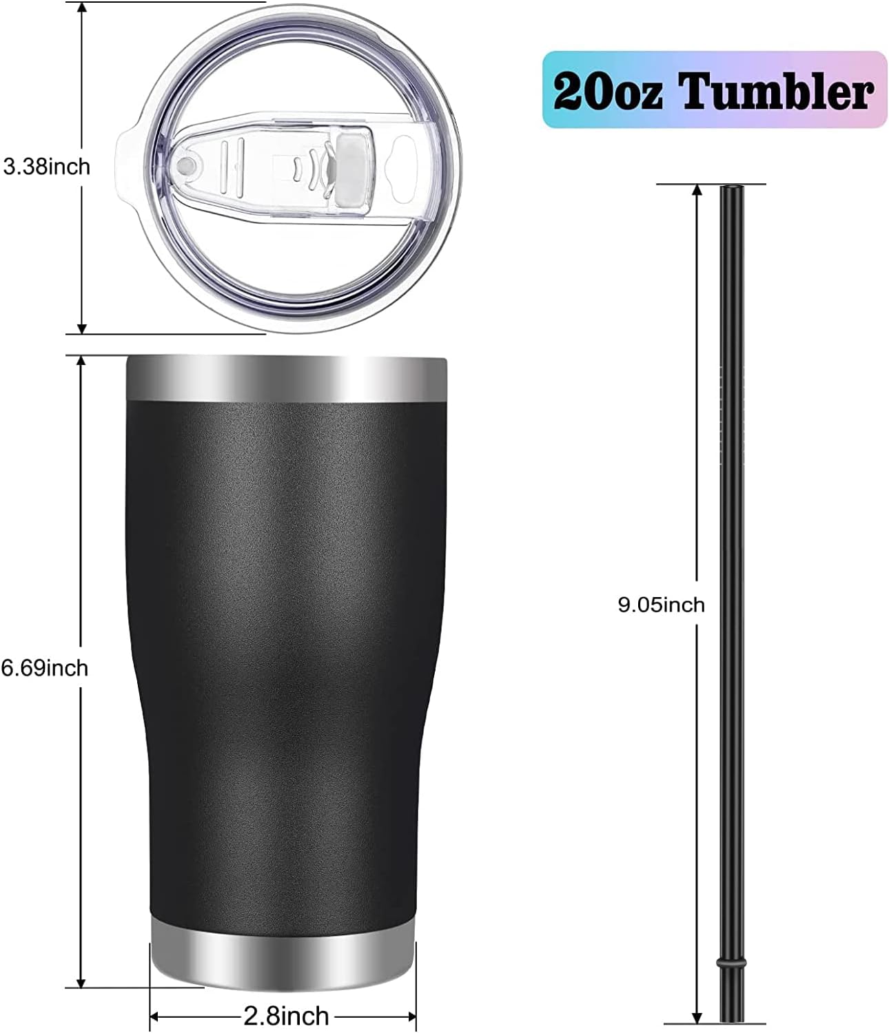 VEGOND 20oz Tumbler Stainless Steel Tumbler Cup with Lid And Straw Vacuum Insulated Double Wall Travel Coffee Mug(Orange 1 Pack)