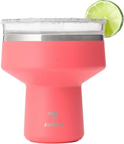 REDUCE Saltini 16 oz Cocktail Tumbler - Insulated Margarita Tumbler with Lid - Keeps Drinks Cold for 10 Hours - 360 Sippable Martini Glass Alternative - Shatterproof, Perfect for Parties - Cloud Blue