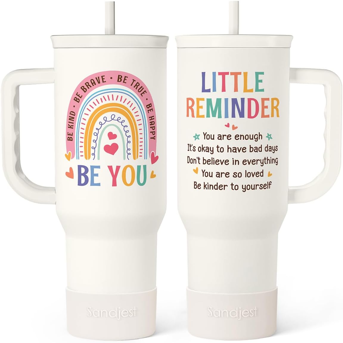 Floral Tumbler with Handle 40oz, Stainless Steel Insulated Tumblers Coffee Travel Mug Cup with Straw, Flower Coffee Cup Gifts for Women Girls, Gift for Her on Christmas Birthday Mothers Day
