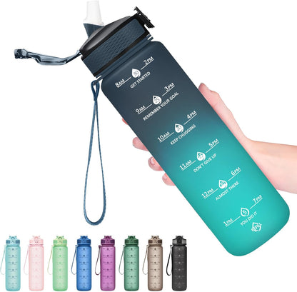 Hyeta 32oz Water Bottles with Straw - Stay Motivated and Hydrated with Convenient Times to Drink Markings, Durable, Leak-proof