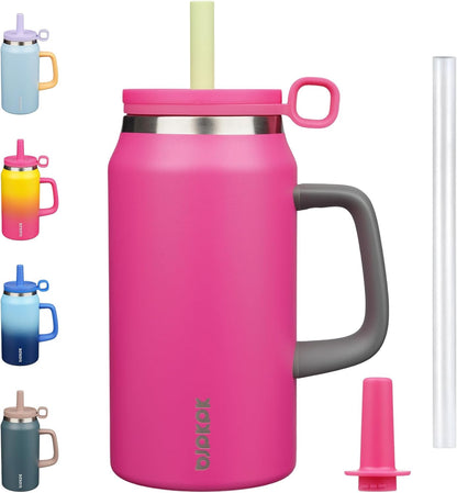 BJPKPK 50oz Insulated Tumbler with Handle Stainless Steel Travel Coffee Mug with Lid Reusable Large Water Bottle with Straw,Sky