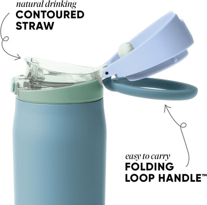 Simple Modern Mesa Loop Water Bottle with Covered Straw and Handle | 24oz Cup Holder Friendly Insulated Stainless Steel Bottles for Travel, Sports and School | Iris Sage - Colors A