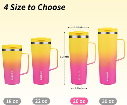 BJPKPK Insulated Tumbler with Handle, 18oz Insulated Tumblers with Lid and Straw, Stainless Steel Metal Water Bottles, Coffee Travel Mugs, Cups, Marshmallow