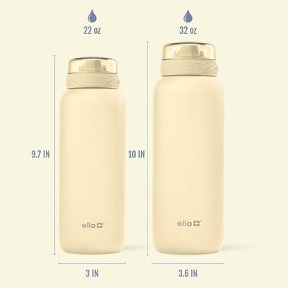 Ello Cooper 22oz Stainless Steel Water Bottle with Straw and Carry Handle, Double Walled and Vacuum Insulated Metal, Leak Proof Locking Lid with Soft Silicone Spout, Reusable, BPA Free, Lilac