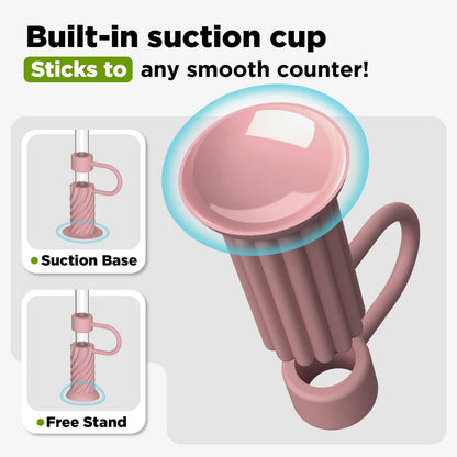 6 Pcs Straw Cover Caps with Suction Base, 0.4in/10mm Straw Toppers for Stanley Cup 30/40 oz, Multicolor
