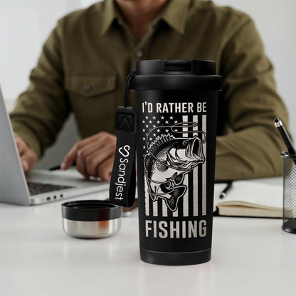 SANDJEST American Flag Tumbler - Stainless Steel 2-in-1 Lid Coffee Tumbler 18 oz, Patriotic Insulated Travel Mug Gift for Men Husband Dad, Birthday Christmas