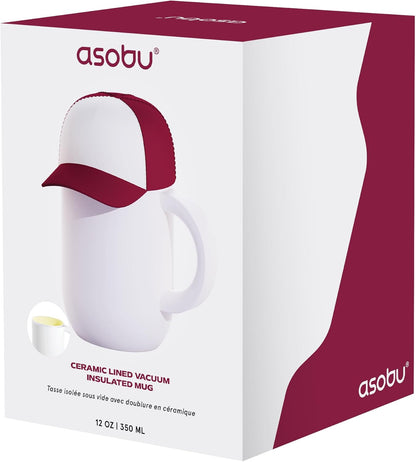 asobu Ultimate Ceramic Travel Mug, 12oz Insulated Stainless Steel Coffee Cup with Handle & Splash-Resistant Lid, Ceramic Lined for Pure Taste, BPA-Free, Double-Wall Vacuum for Hot Drinks