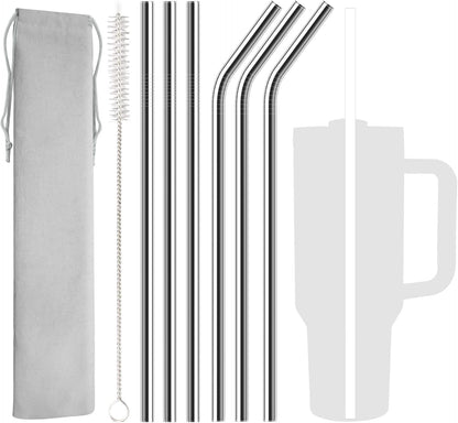 6 Pack Stainless Steel Straw Replacement 40 oz for Stanley Adventure Travel Tumbler, Reusable Straws with Cleaning Brush Compatible with Stanley 40oz Cup Tumbler