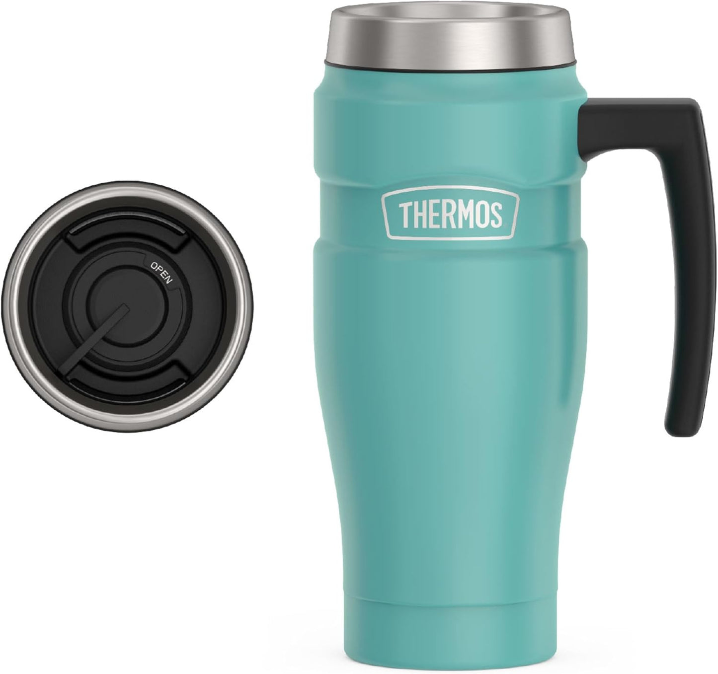 THERMOS Stainless King Vacuum-Insulated Stainless Steel Tumbler - 16oz, Midnight Blue - Insulated Coffee Tumbler for Hot & Cold Drinks - Leak-Proof & Sweat-Proof for Commuting & Traveling