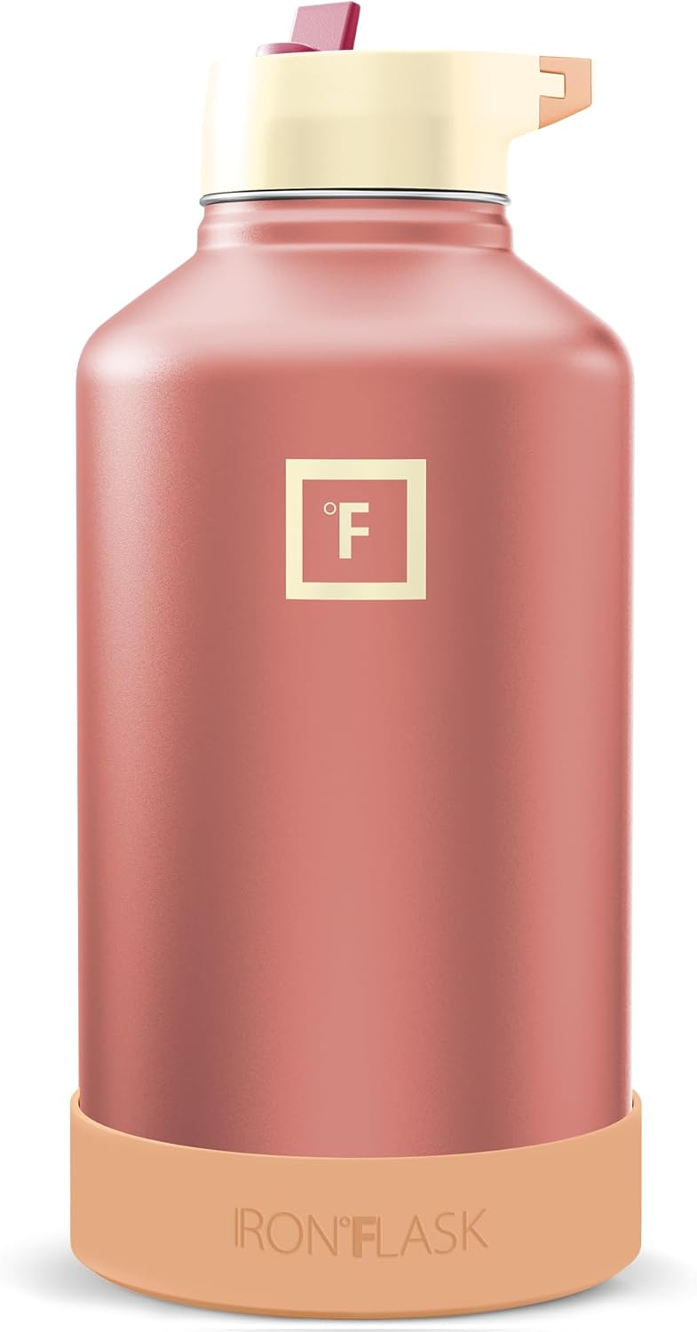 IRON °FLASK Camping & Hiking Hydration Flask with Straw, Wide Mouth Insulated Stainless Steel Sports Water Bottle - 40 oz Midnight Black