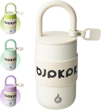 BJPKPK 13oz Insulated Stainless Steel Loop Tumbler With Lid And Handle Travel Coffee Mug Thermal Cup,Latte